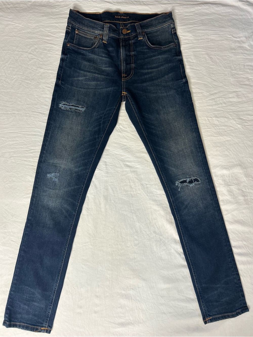 Nudie Jeans Lean Dean Mended Soul Dark Wash Slim Jeans 30x32